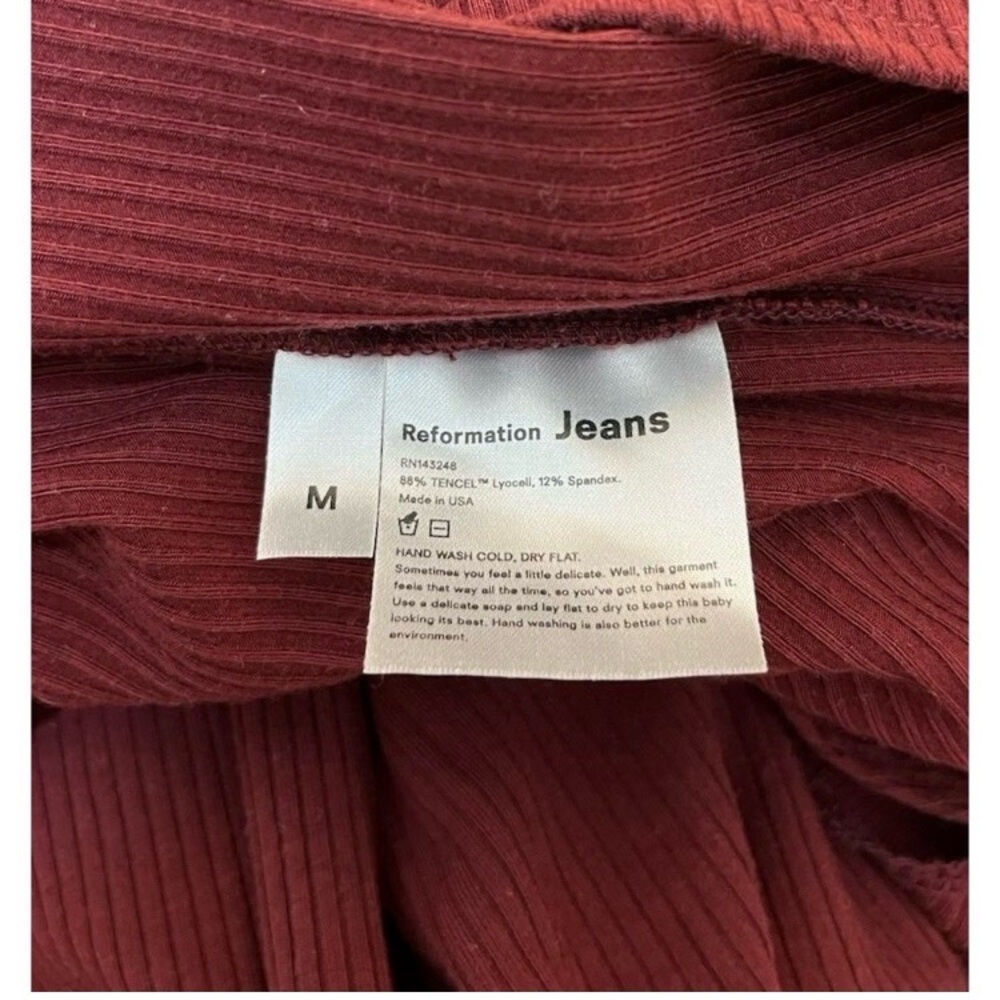 Reformation Ribbed Wrap Dress Size M Red Long Sleeve - Picture 5 of 5